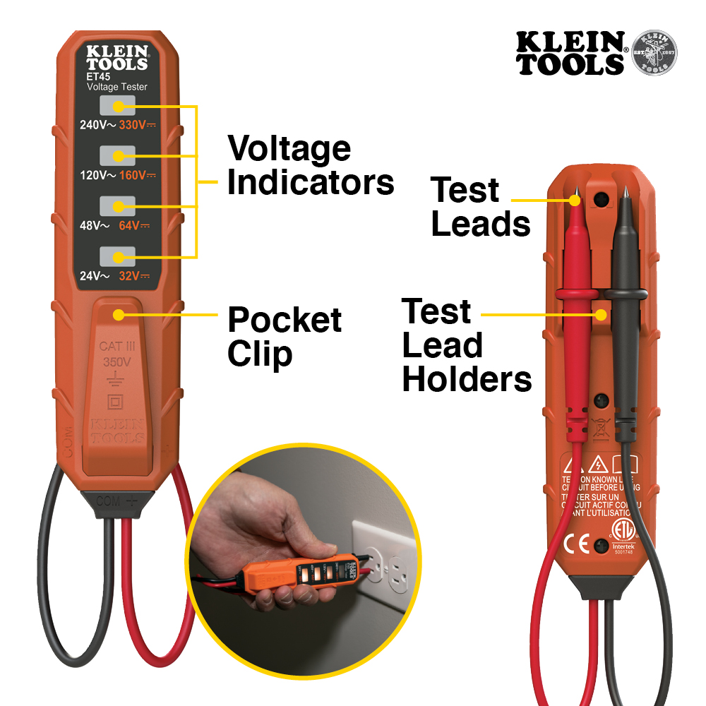 KLEIN Premium Dual-Range NCVT and GFCI Receptacle Tester - Electrical Test Kit (copy)