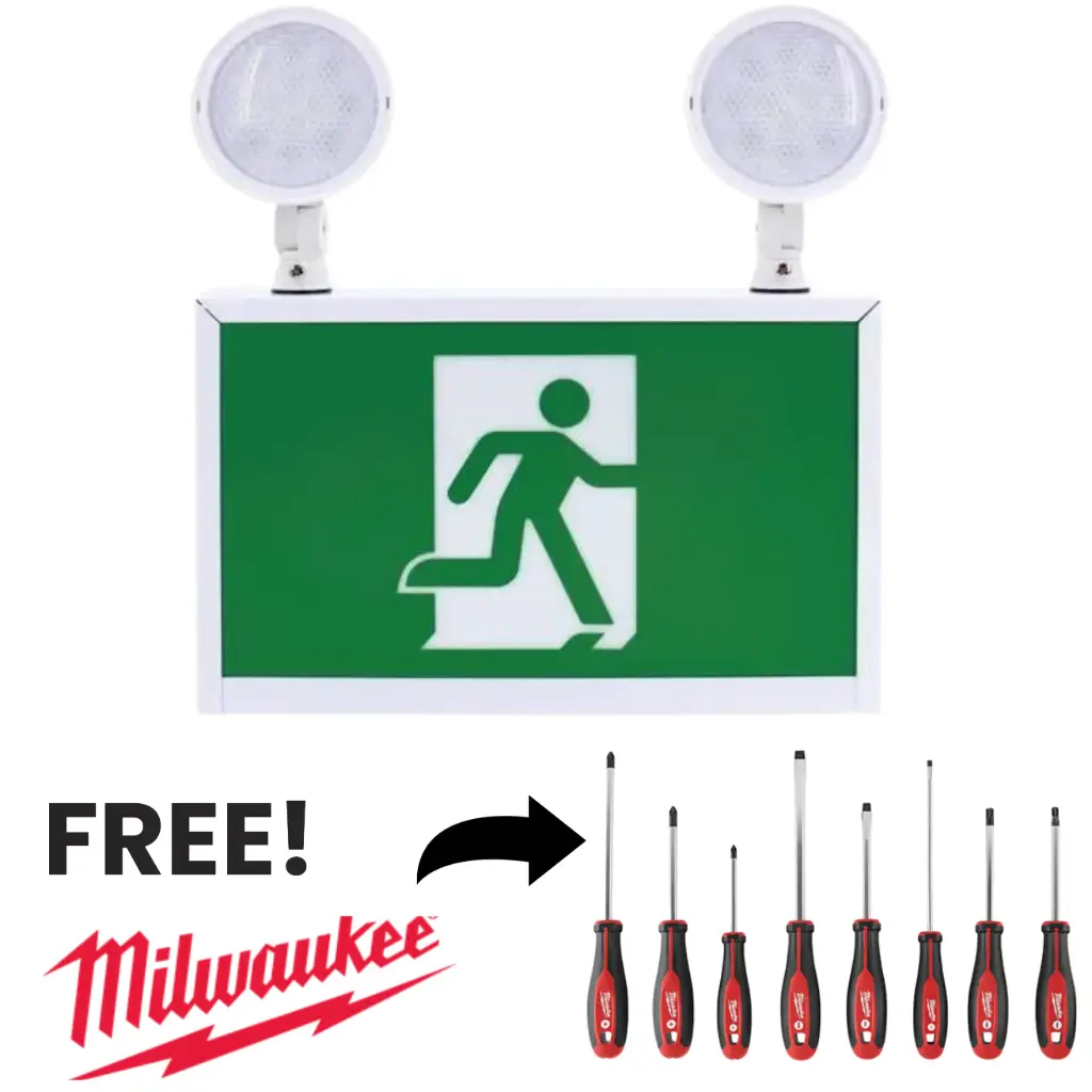 Green Running Man Emergency Light + Free Milwaukee Screwdrivers