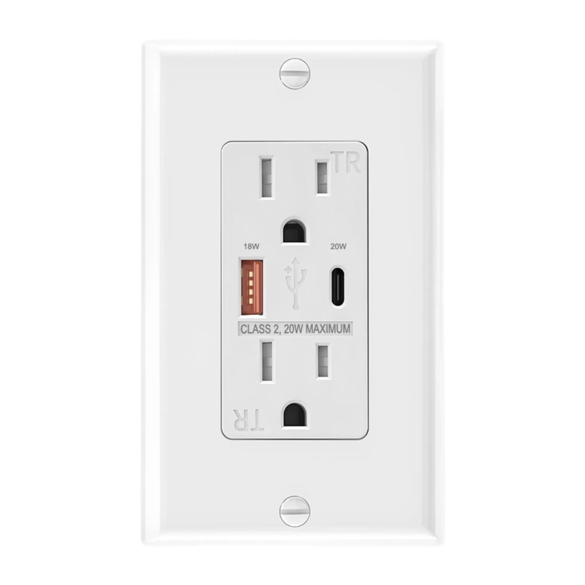 Niagara USB A+C Outlet - 125V, 15 AMP, White