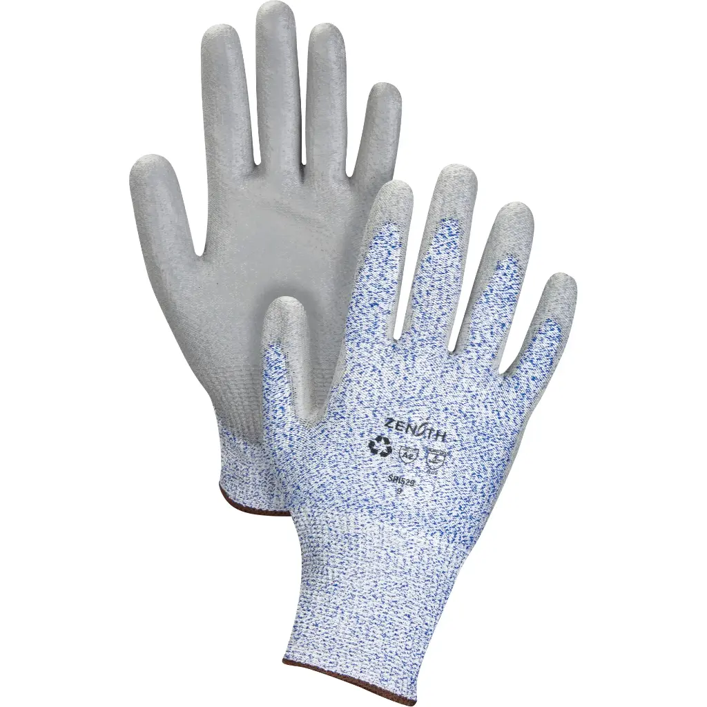 Zenith Eco-Friendly Stretch Cut-Resistant Gloves - 13 Gauge - Polyurethane Coated - HPPE/RPET Shell - ASTM ANSI Level A2