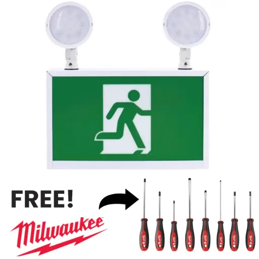 Green Running Man Emergency Light + Free Milwaukee Screwdrivers